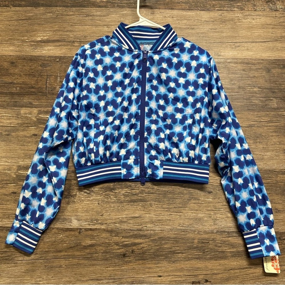 FP Movement by Free People Blue and White Patterned Blazer